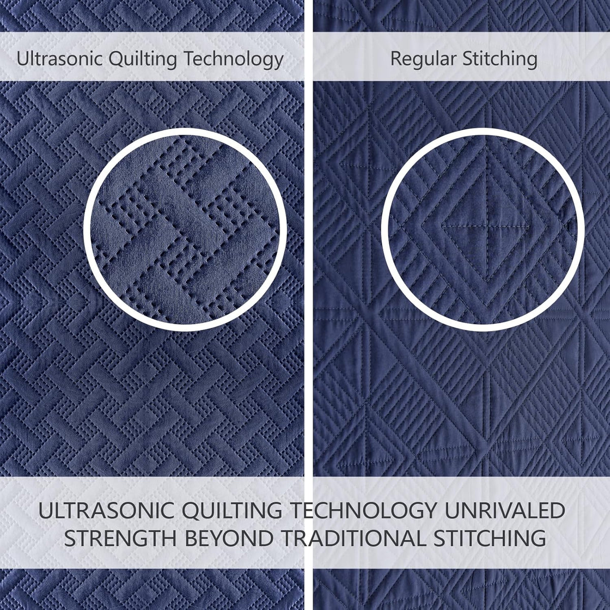 Quilts Queen Size - Ultra Soft Navy Blue Quilt Lightweight Microfiber Bedspreads, Classic Basket Weave Pattern Bedspread Bed Coverlet 3 Pieces for All-Season (1 Quilt, 2 Pillow Shams) | Breathable material, Easy care