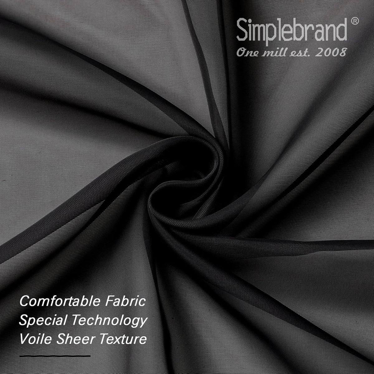 Black Sheer Curtains 63 Inch Length 2 Panels, Rod Pocket Solid Color Window Sheer Curtain Panels, Elegant Curtains & Drapes for Living Room, Bedroom 2 Panels (Black, 42" W x 63" L)