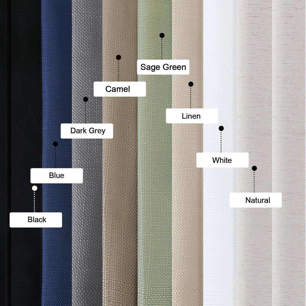 Black Curtains 63 Inch Length 2 Panels Set for Living Room Bedroom, Light Filtering Faux Linen Textured Soft Window Curtain, Airy Soft Rod Pocket cortinas para cuarto, 40Wx63L Inches, 2 Pcs